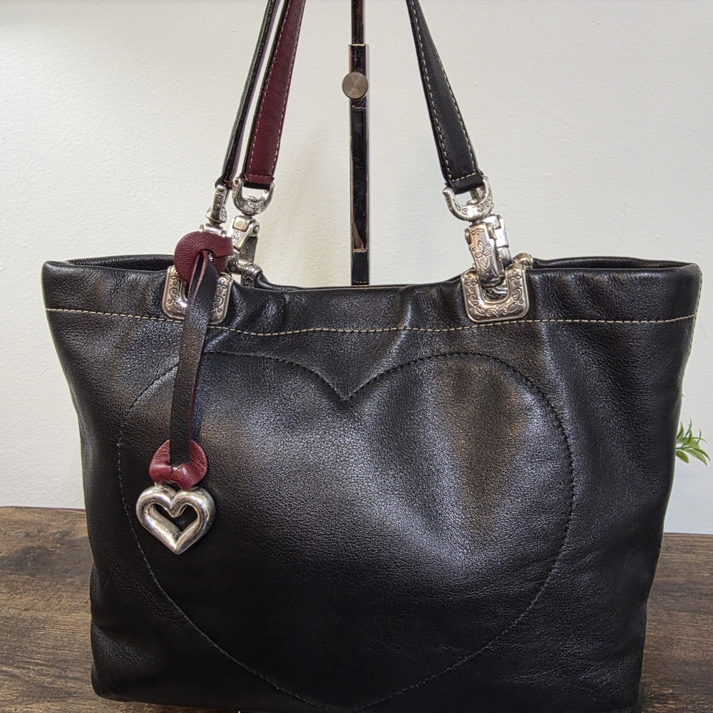 Brighton Leather Reversible Stitched Heart Tote